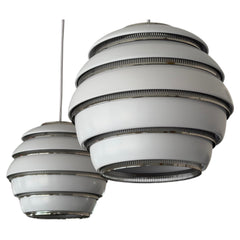 A Pair Of Alvar Aalto Beehive Lamps Model A331 Finland White Pendants