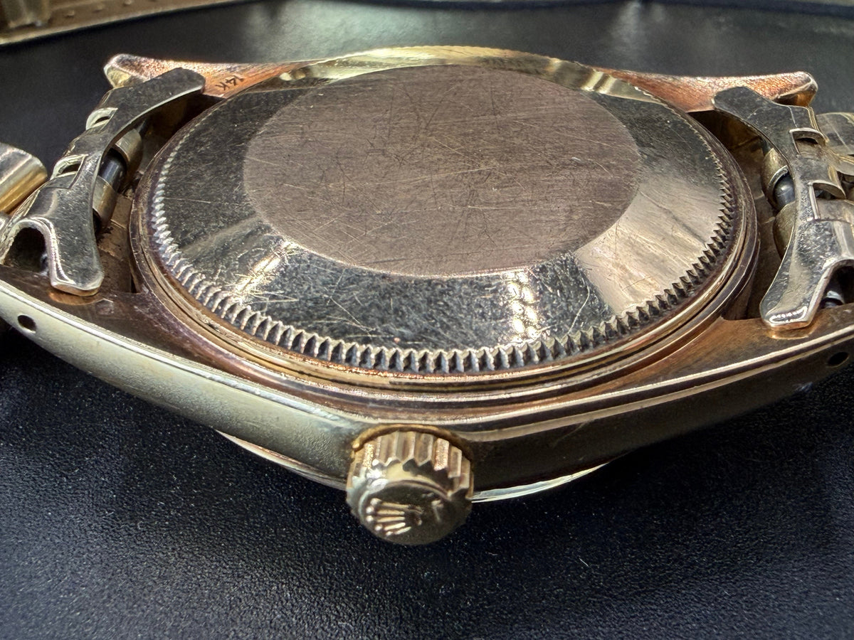 Frisman Vintage Rolex OP Date 14k Yellow Gold With Jubilee Bracelet Shantung Dial 1973 Rare!
