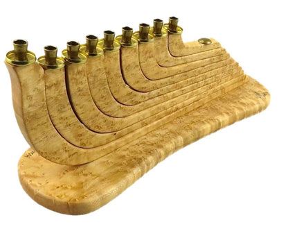 Frisman Vintage XL Vintage Artisan Hand Turned Modern  Kinetic Maple Wood MCM Menorah Signed