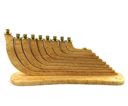 Frisman Vintage XL Vintage Artisan Hand Turned Modern  Kinetic Maple Wood MCM Menorah Signed