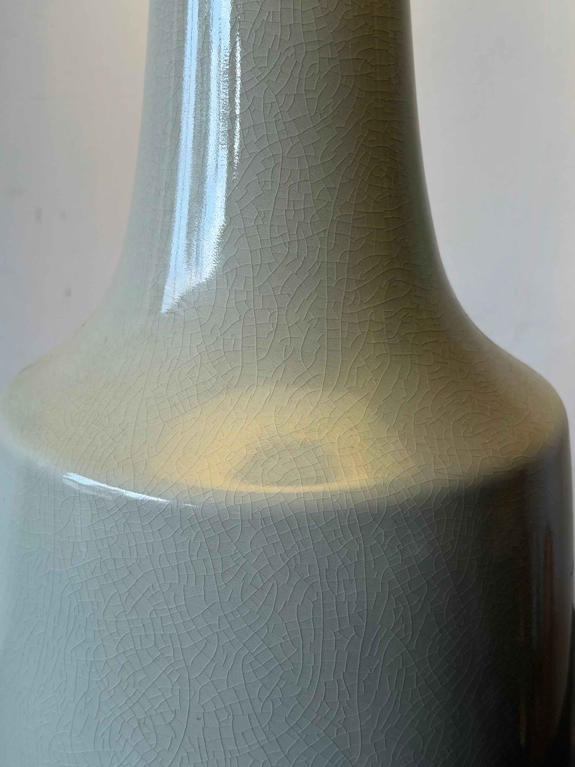 Frisman Vintage Vintage Lotte And Gunnar Bostlund Ceramic Bone Gray Lamp With Crackle Finish MCM