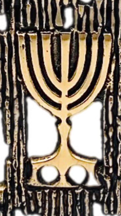 Frisman Vintage 60s Mid Century Modern Brutalist K L Hakuli  Brass Abstract Art Menorah Israel