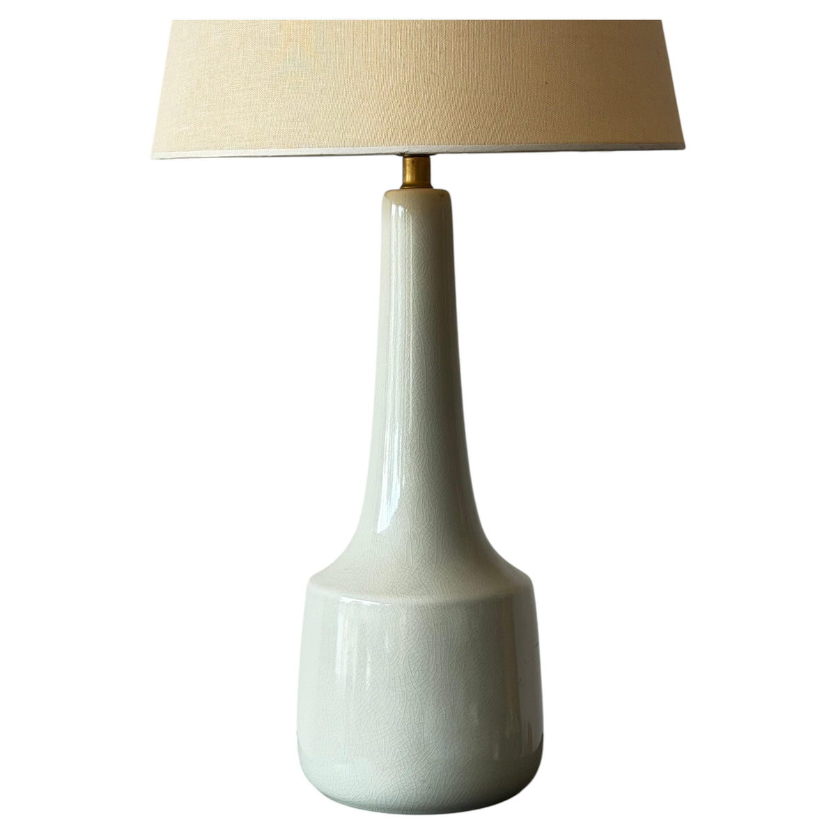 Frisman Vintage Vintage Lotte And Gunnar Bostlund Ceramic Bone Gray Lamp With Crackle Finish MCM