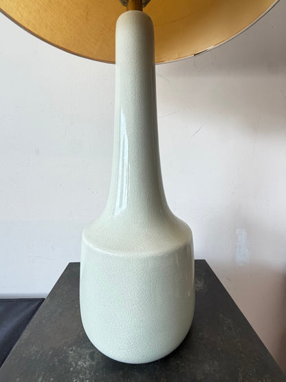Frisman Vintage Vintage Lotte And Gunnar Bostlund Ceramic Bone Gray Lamp With Crackle Finish MCM