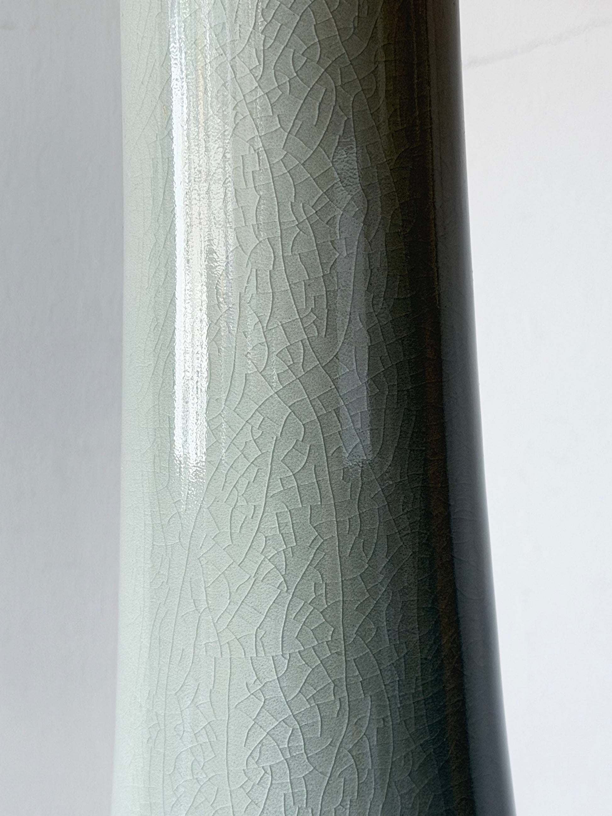 Frisman Vintage Vintage Lotte And Gunnar Bostlund Ceramic Bone Gray Lamp With Crackle Finish MCM