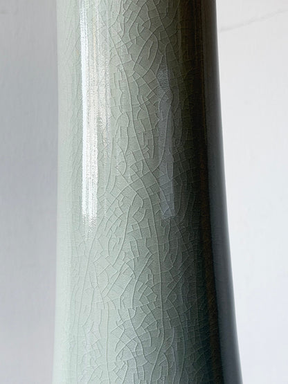 Frisman Vintage Vintage Lotte And Gunnar Bostlund Ceramic Bone Gray Lamp With Crackle Finish MCM