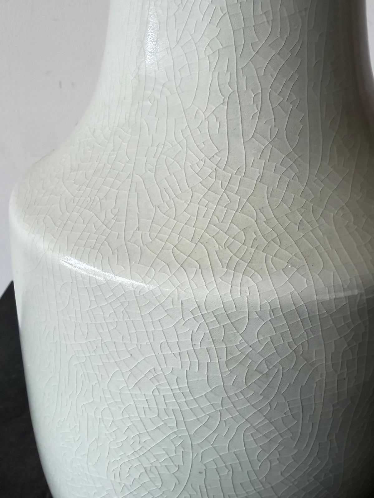 Frisman Vintage Vintage Lotte And Gunnar Bostlund Ceramic Bone Gray Lamp With Crackle Finish MCM