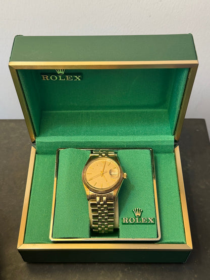 Frisman Vintage Rolex OP Date 14k Yellow Gold With Jubilee Bracelet Shantung Dial 1973 Rare!