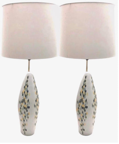 Frisman Vintage 1950s Pair Huge Aldo Londi Bitossi Raymor Mid Century Modern Table Lamp Italy