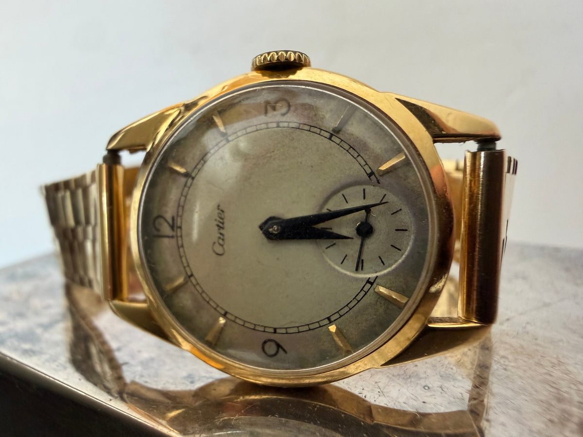 Frisman Vintage Cartier Watch 18K Yellow Gold With Bracelet ca' 1940's