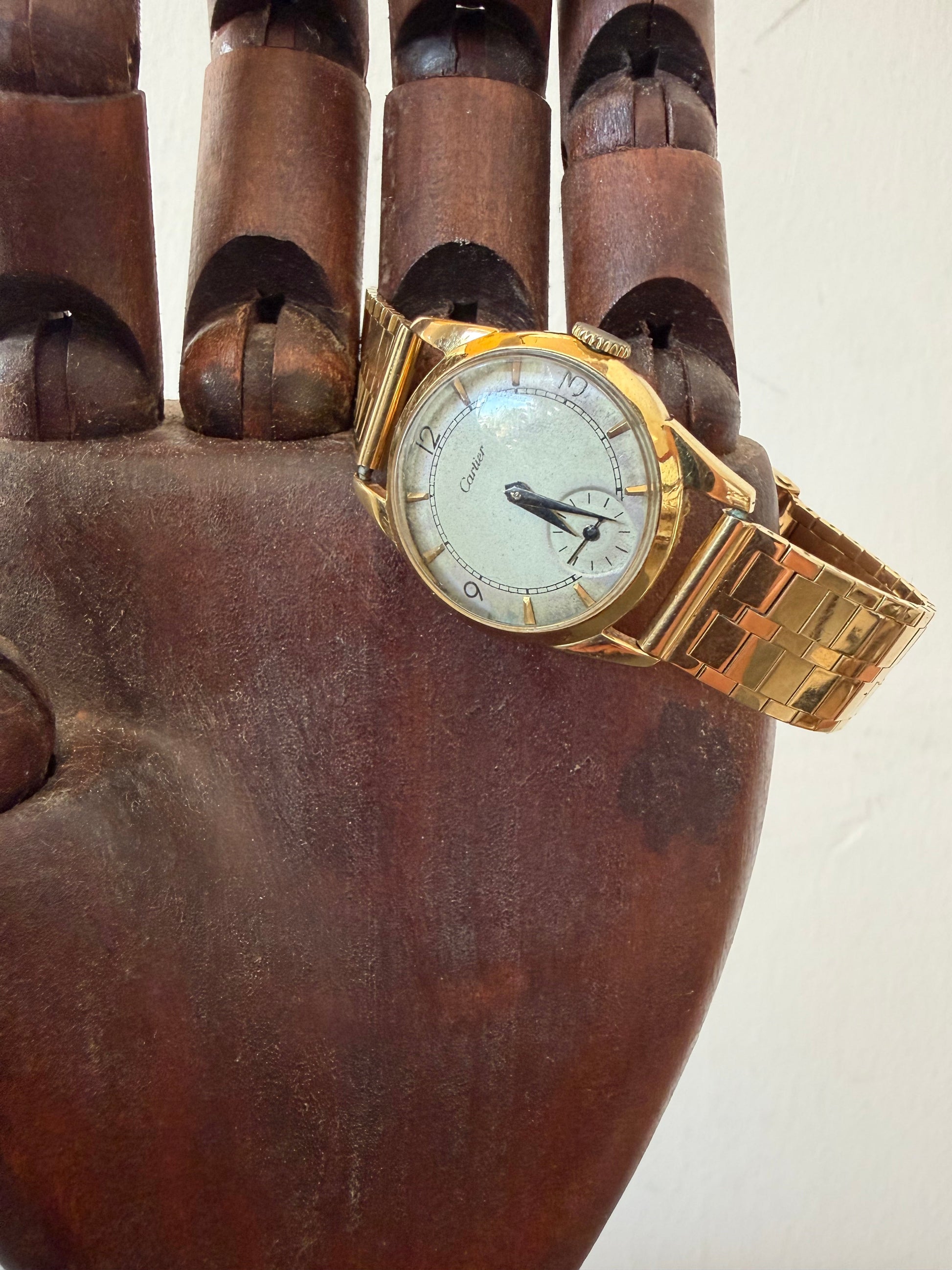 Frisman Vintage Cartier Watch 18K Yellow Gold With Bracelet ca' 1940's
