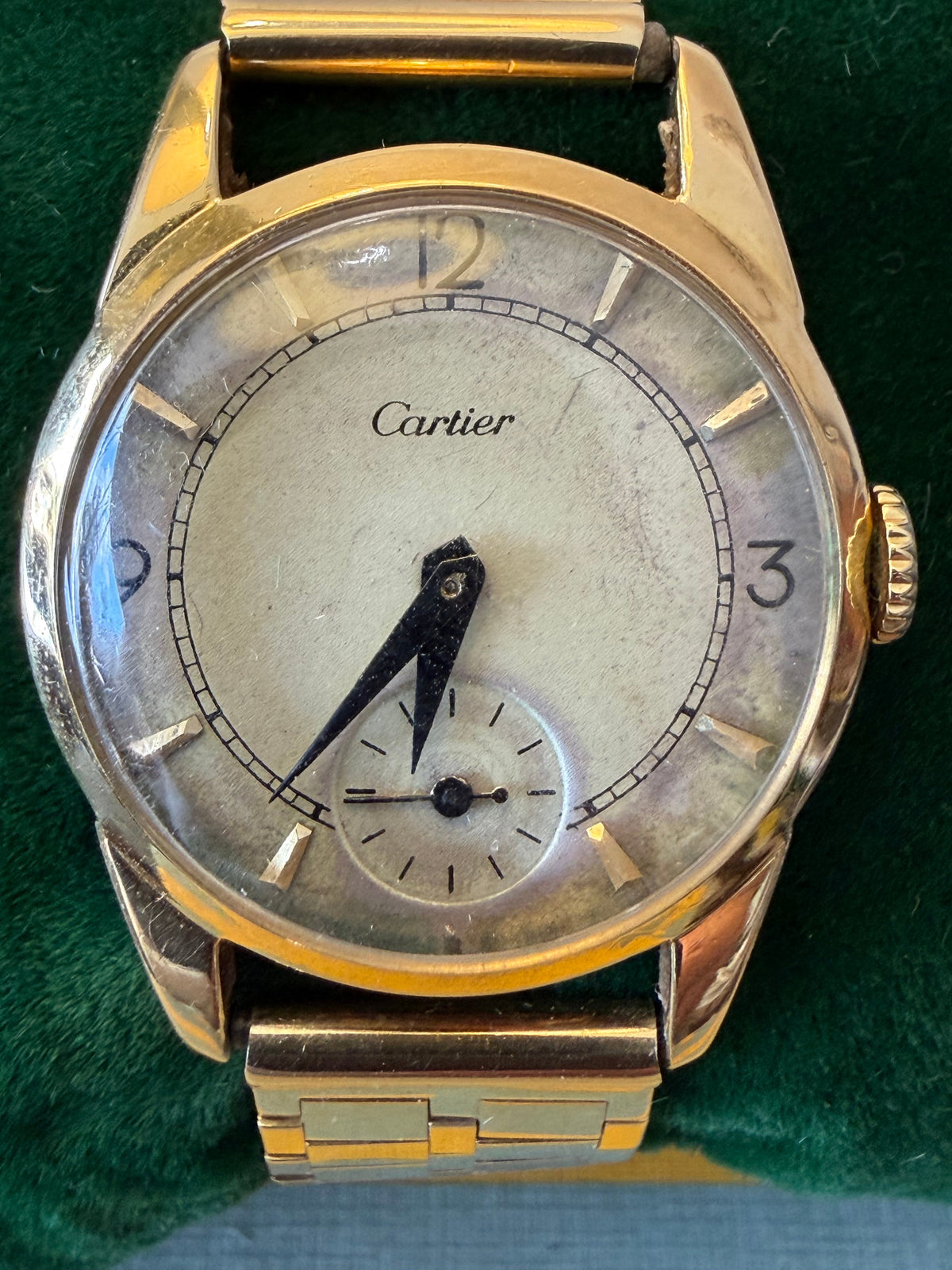 Frisman Vintage Cartier Watch 18K Yellow Gold With Bracelet ca' 1940's