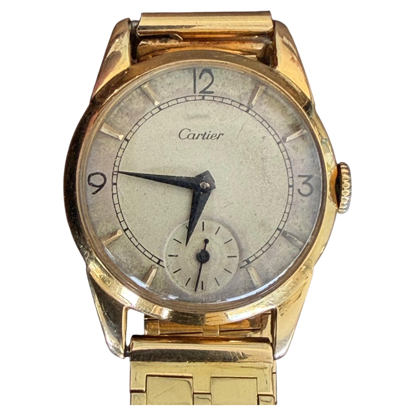 Frisman Vintage Cartier Watch 18K Yellow Gold With Bracelet ca' 1940's