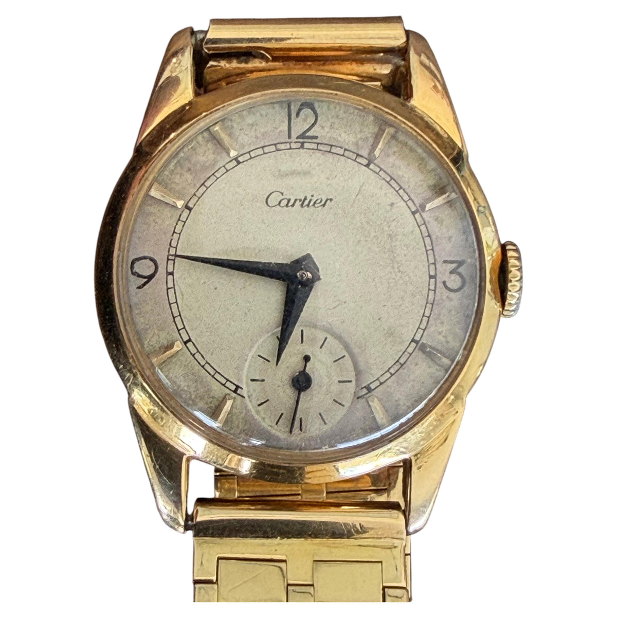 Frisman Vintage Cartier Watch 18K Yellow Gold With Bracelet ca' 1940's