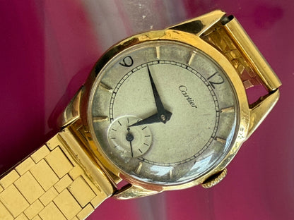 Frisman Vintage Cartier Watch 18K Yellow Gold With Bracelet ca' 1940's