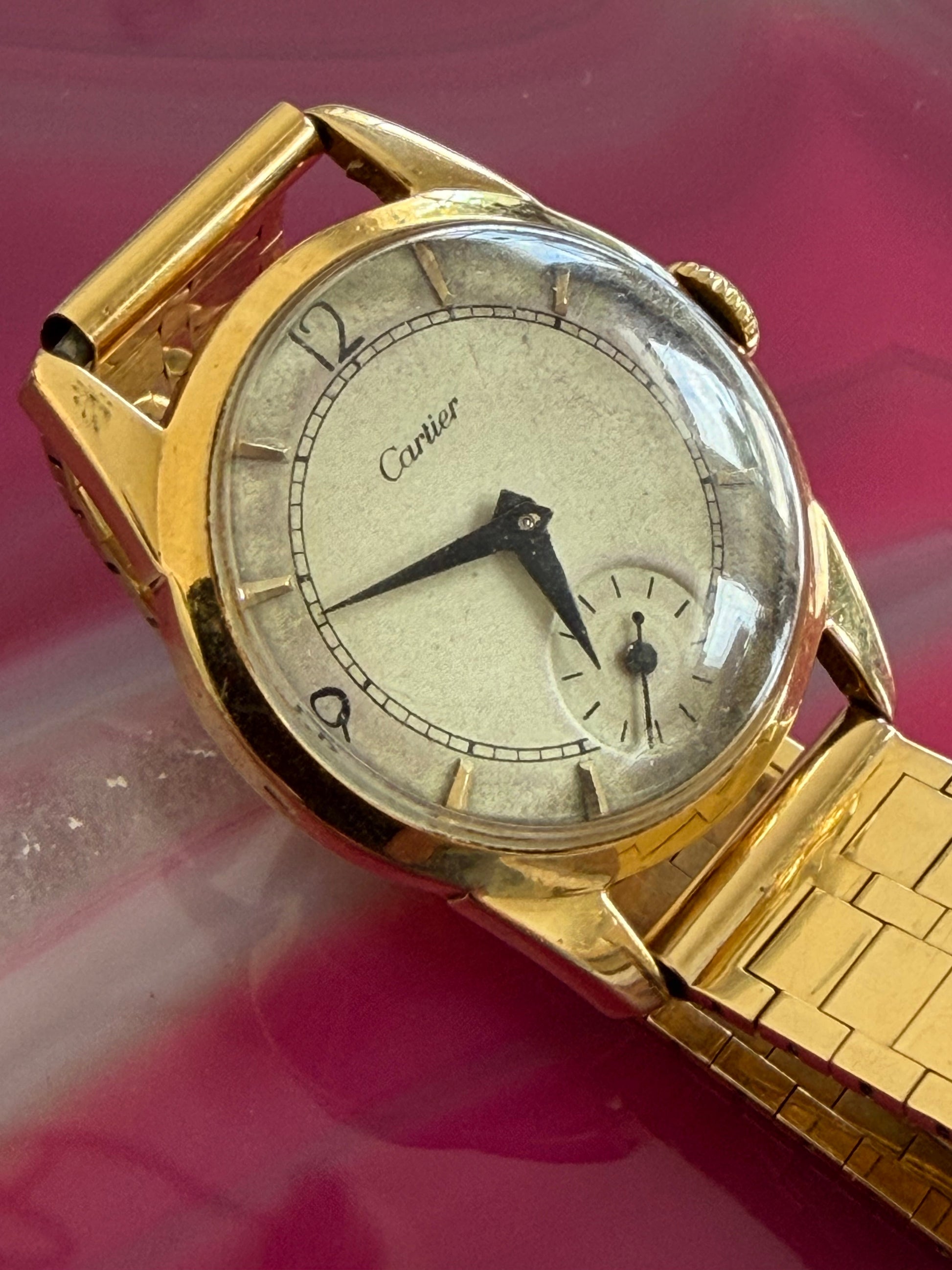Frisman Vintage Cartier Watch 18K Yellow Gold With Bracelet ca' 1940's