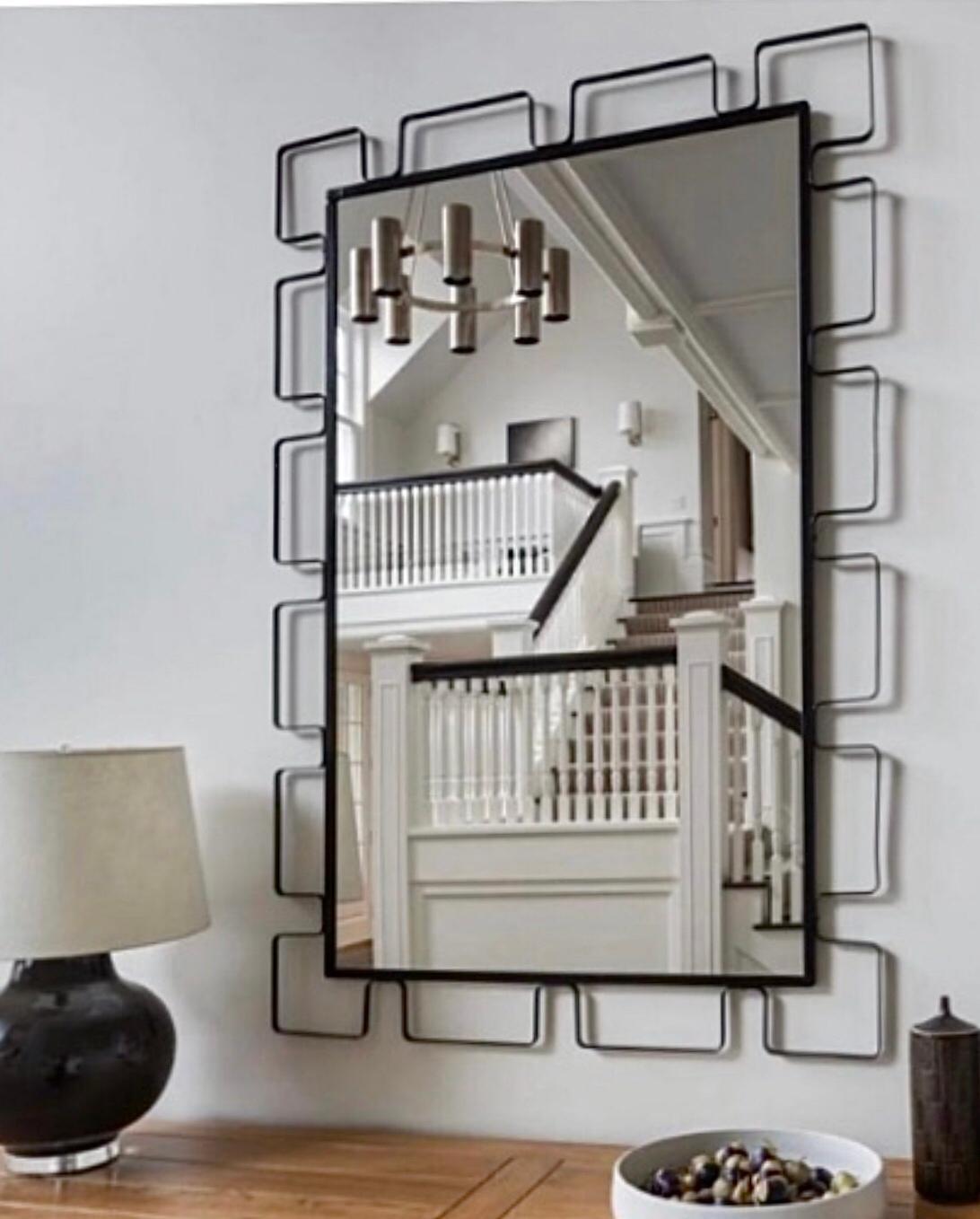 Frisman Vintage Rare 50s Frederick Weinberg Wrought Iron Mid Century Modern Deco Wall Mirror