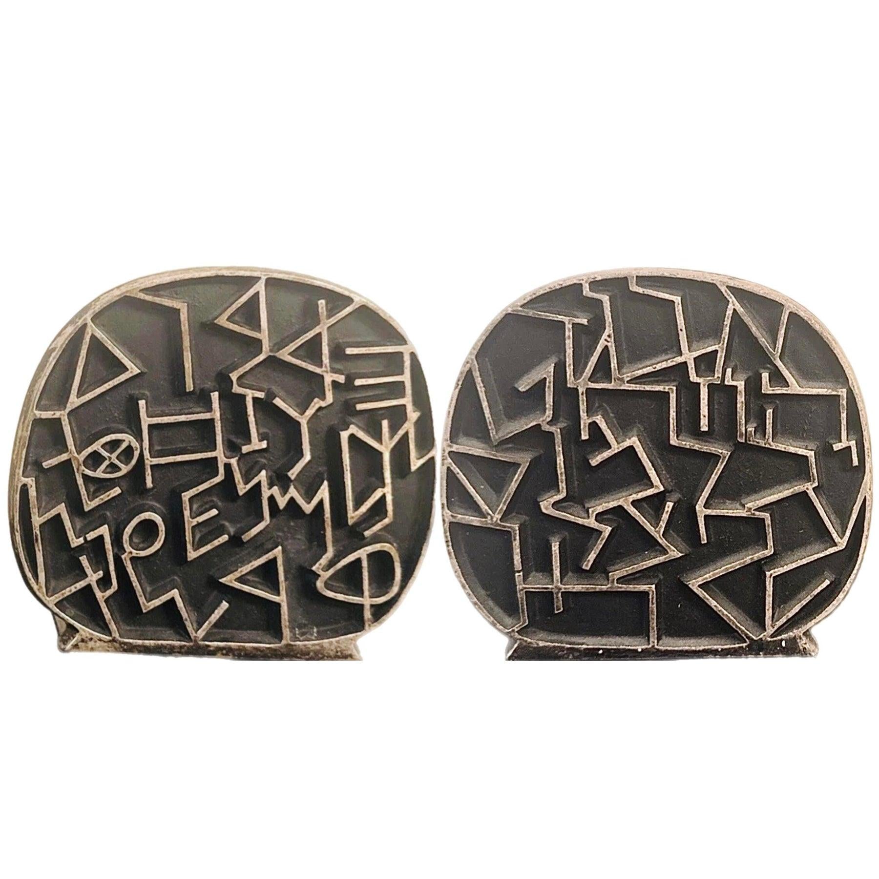 Frisman Vintage Rare Pair Vintage 50s Yehiel Hadany Mid Century Modern Brutalist Bronze Bookends