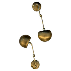 Pair Of Post-Modern Wall Lights By Holtkoetter Germany 1980's Brass Articulating