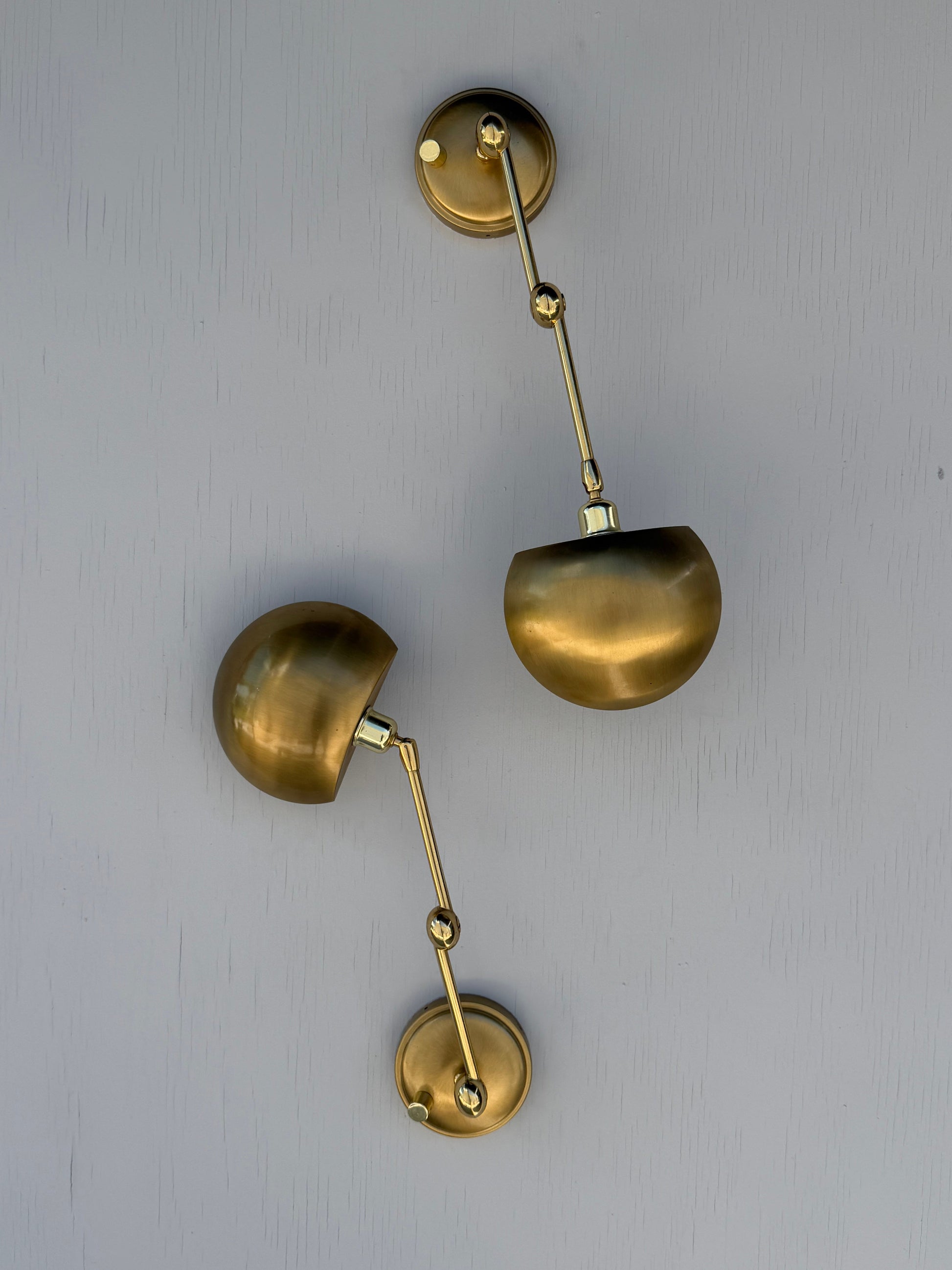 Frisman Vintage Pair Of Post-Modern Wall Lights By Holtkoetter Germany 1980's Brass Articulating