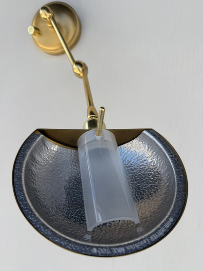 Frisman Vintage Pair Of Post-Modern Wall Lights By Holtkoetter Germany 1980's Brass Articulating
