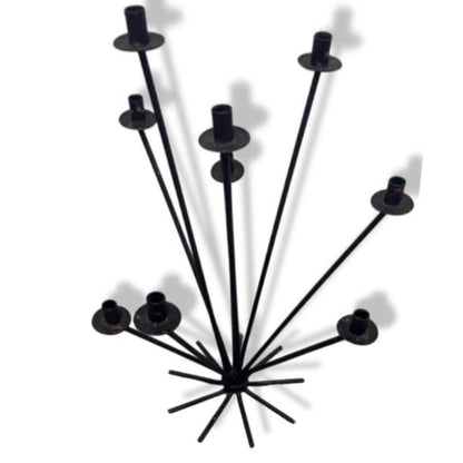 Frisman Vintage 50s Scandinavian Wrought Iron 9Light Ljusstake Starburst Vintage Menorah Denmark