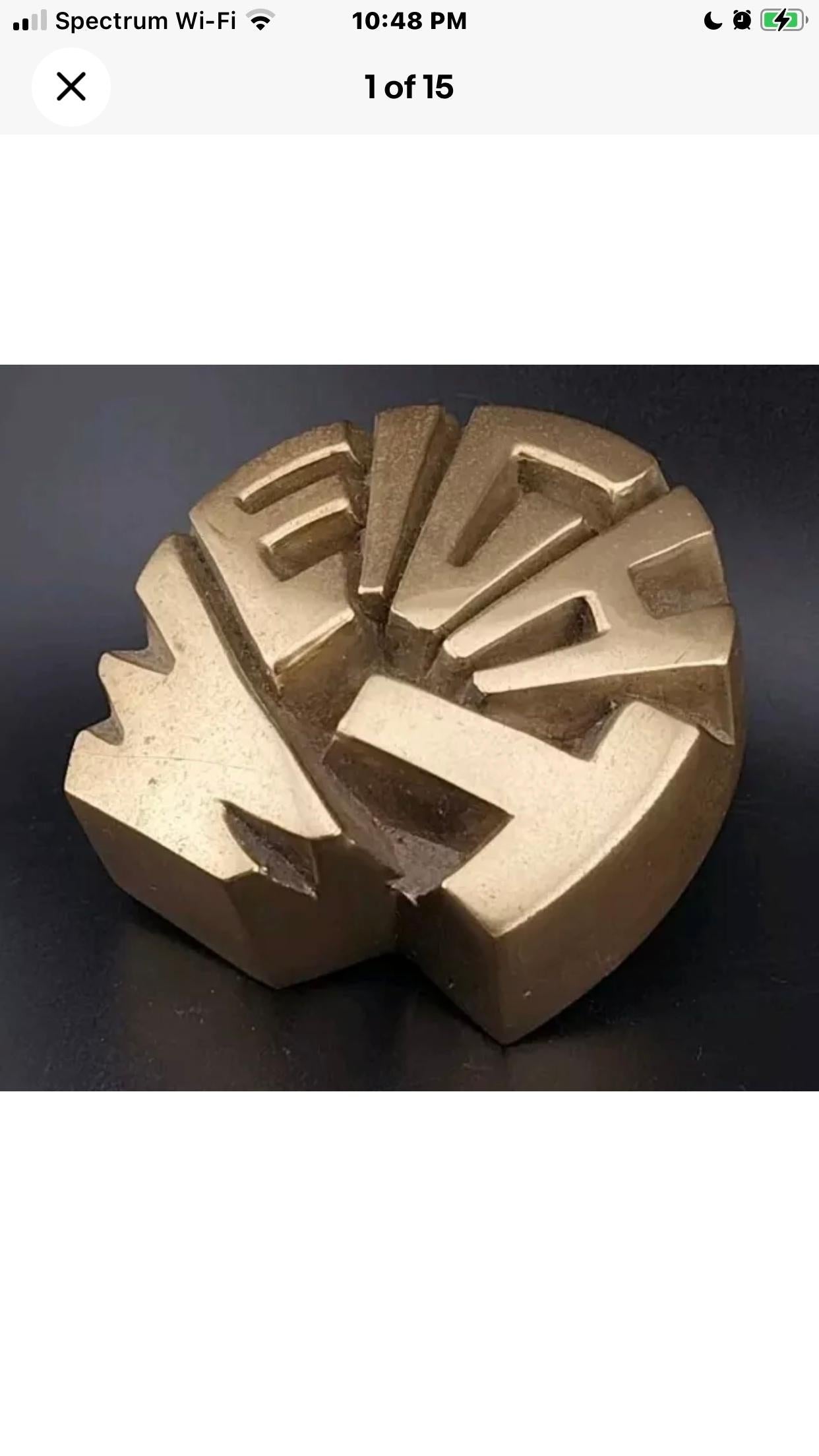 Frisman Vintage 1970s Vintage Arnaldo Pomodoro Insp Brass Pop Art Paperweight Italy