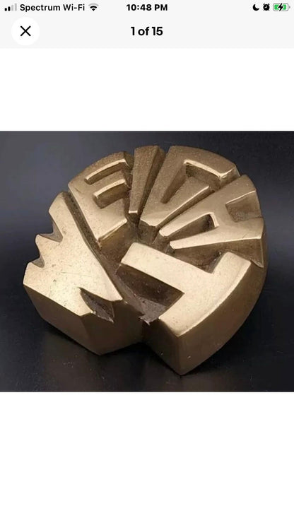 Frisman Vintage 1970s Vintage Arnaldo Pomodoro Insp Brass Pop Art Paperweight Italy