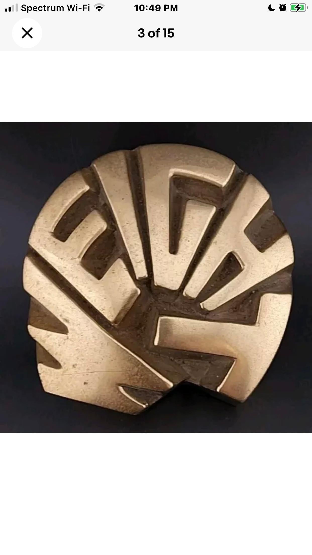 Frisman Vintage 1970s Vintage Arnaldo Pomodoro Insp Brass Pop Art Paperweight Italy