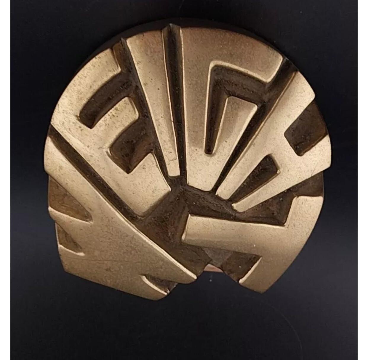 Frisman Vintage 1970s Vintage Arnaldo Pomodoro Insp Brass Pop Art Paperweight Italy