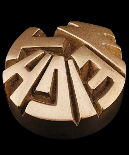 Frisman Vintage 1970s Vintage Arnaldo Pomodoro Insp Brass Pop Art Paperweight Italy