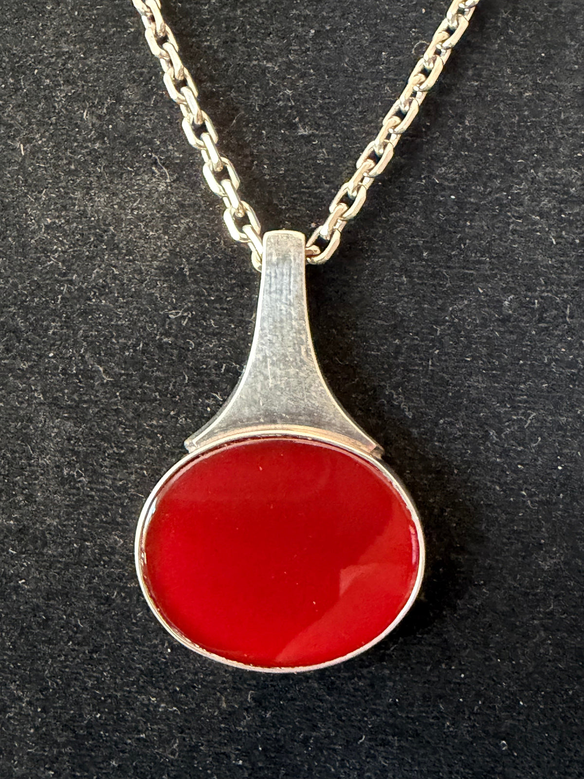 Frisman Vintage Niels Erik From Modernist Sterling Pendant Carnelian Stone Denmark 70's