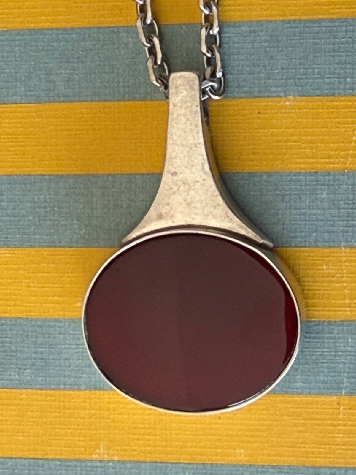 Frisman Vintage Niels Erik From Modernist Sterling Pendant Carnelian Stone Denmark 70's