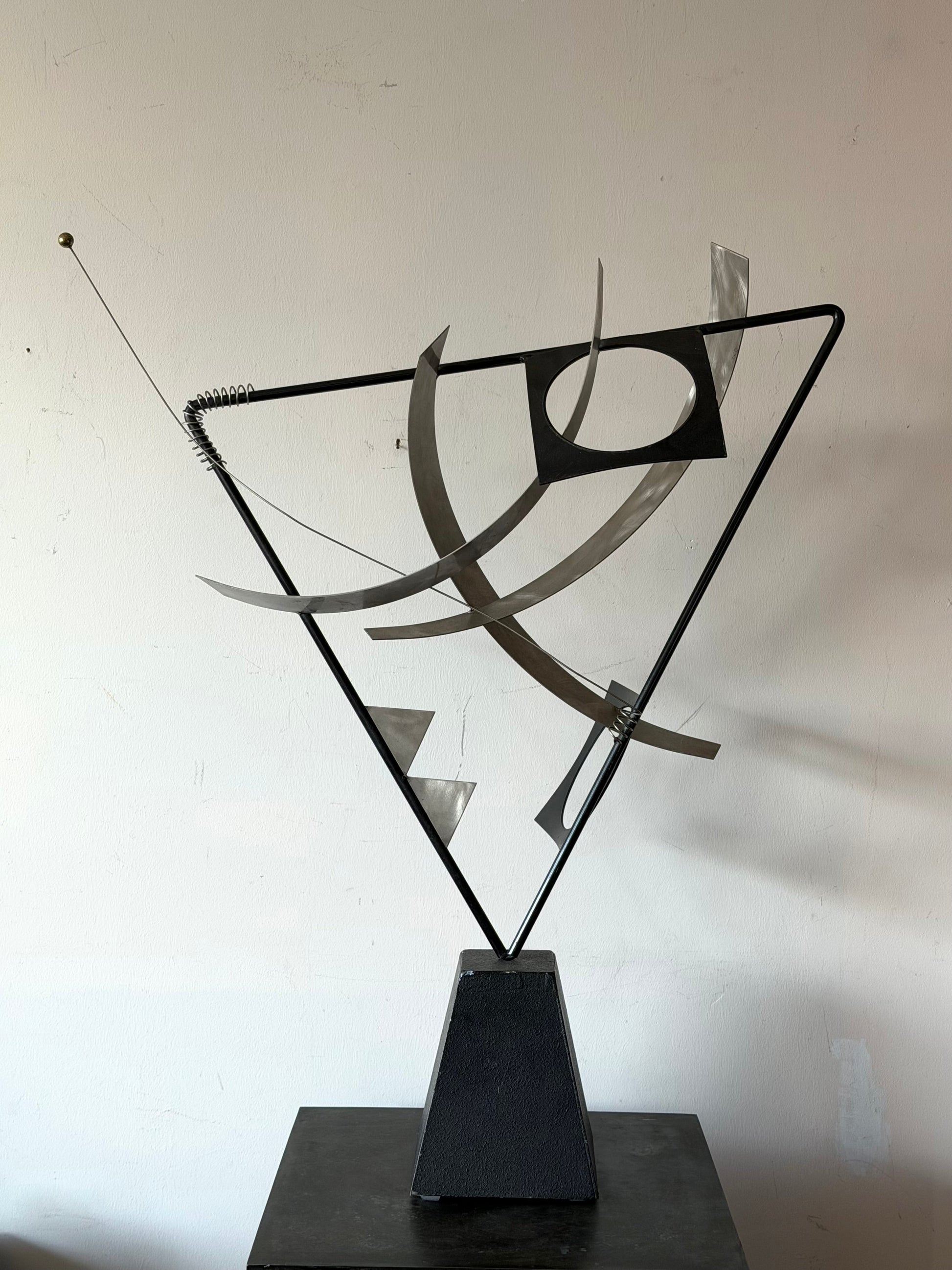 Frisman Vintage Curtis Jere Kinetic Abstract Sculpture Steel Industrial MCM 1996 Post Modern