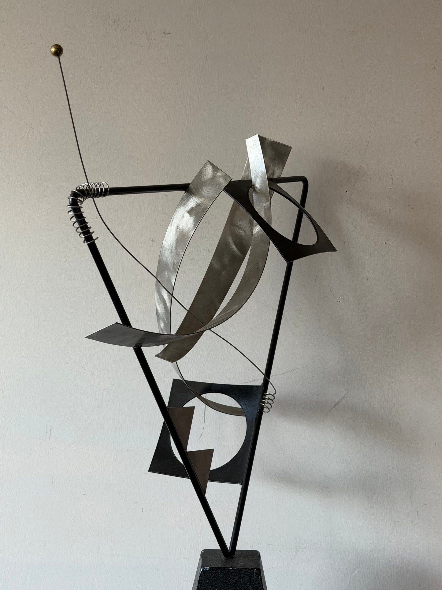 Frisman Vintage Curtis Jere Kinetic Abstract Sculpture Steel Industrial MCM 1996 Post Modern