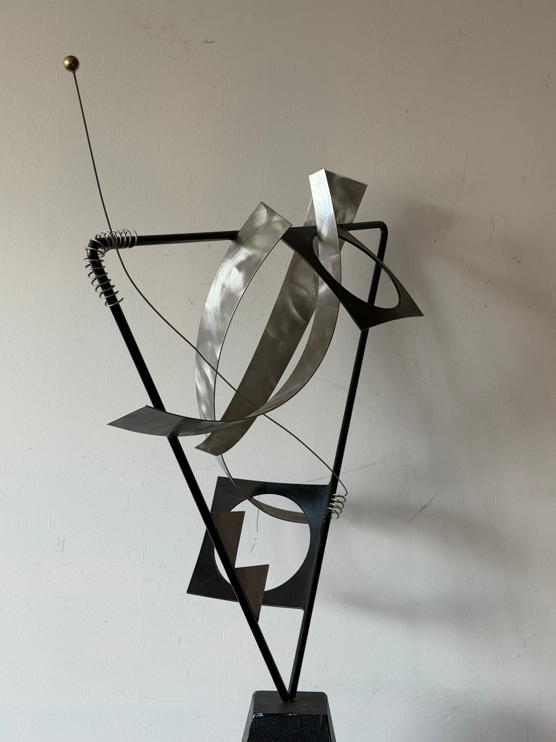 Frisman Vintage Curtis Jere Kinetic Abstract Sculpture Steel Industrial MCM 1996 Post Modern