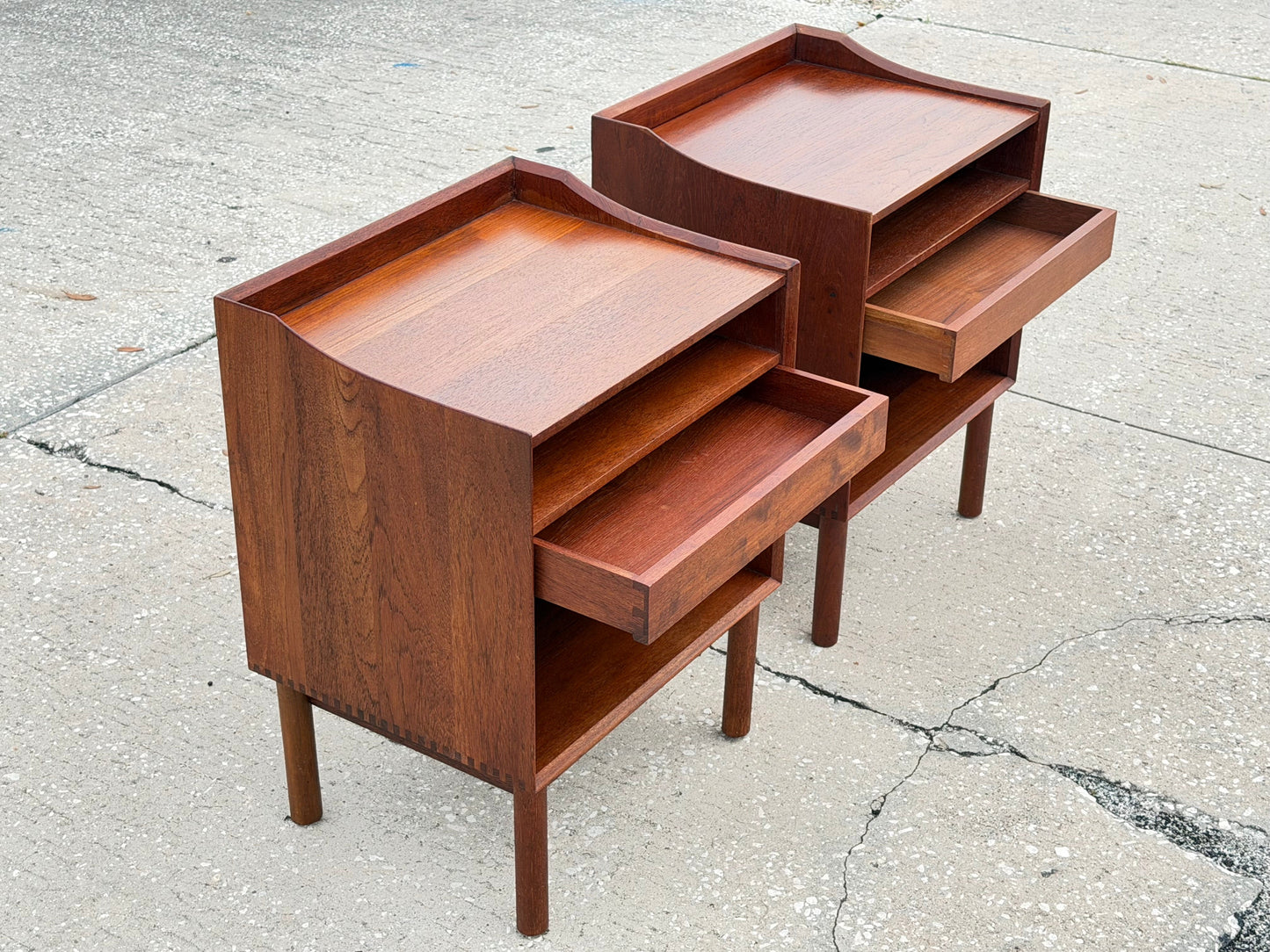 Frisman Vintage A Pair Of Teak Nightstands by Peter Hvidt and Olga Mølgaard Danish MCM 1960's