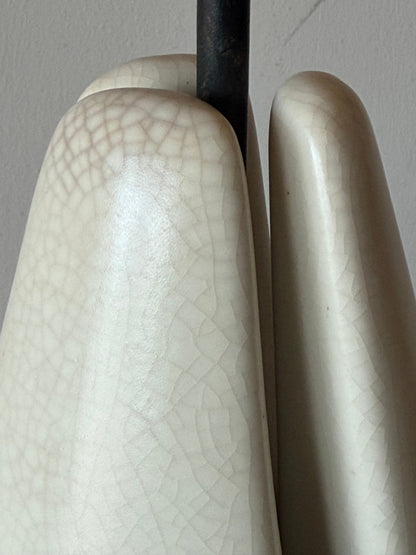 Frisman Vintage Ben Seibel For Raymor Wrought Iron And Ceramic Tripod Modernist Lamp 1950's