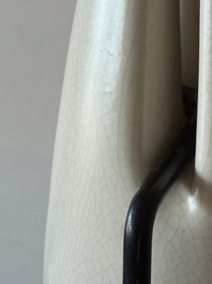 Frisman Vintage Ben Seibel For Raymor Wrought Iron And Ceramic Tripod Modernist Lamp 1950's