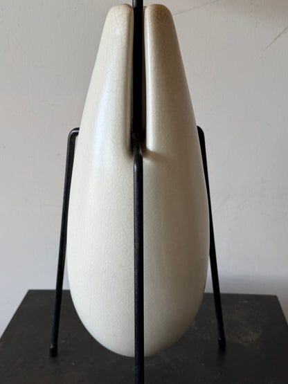 Frisman Vintage Ben Seibel For Raymor Wrought Iron And Ceramic Tripod Modernist Lamp 1950's