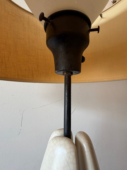 Frisman Vintage Ben Seibel For Raymor Wrought Iron And Ceramic Tripod Modernist Lamp 1950's