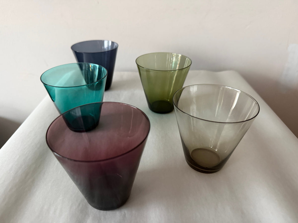 Frisman Vintage Kaj Franck MCM Nuutajarvi Glass Set Of 5 Pcs Finland Vintage!