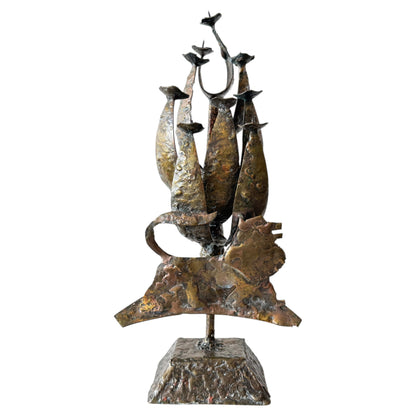 Frisman Vintage Brutalist 9 Candle Menorah Bronze ca' 1960's Mid Century