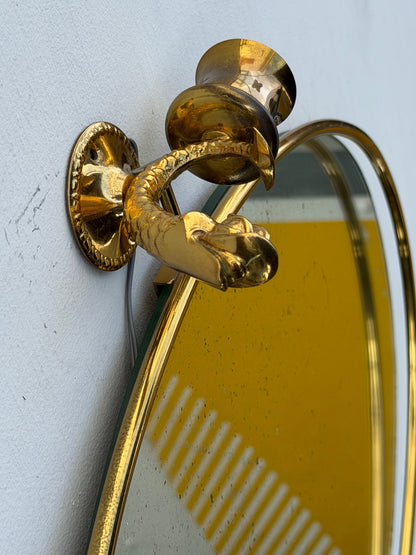 Frisman Vintage A Pair Of French Lighted Mirrors With Dolphin Design Elegant 1960's Whimsical