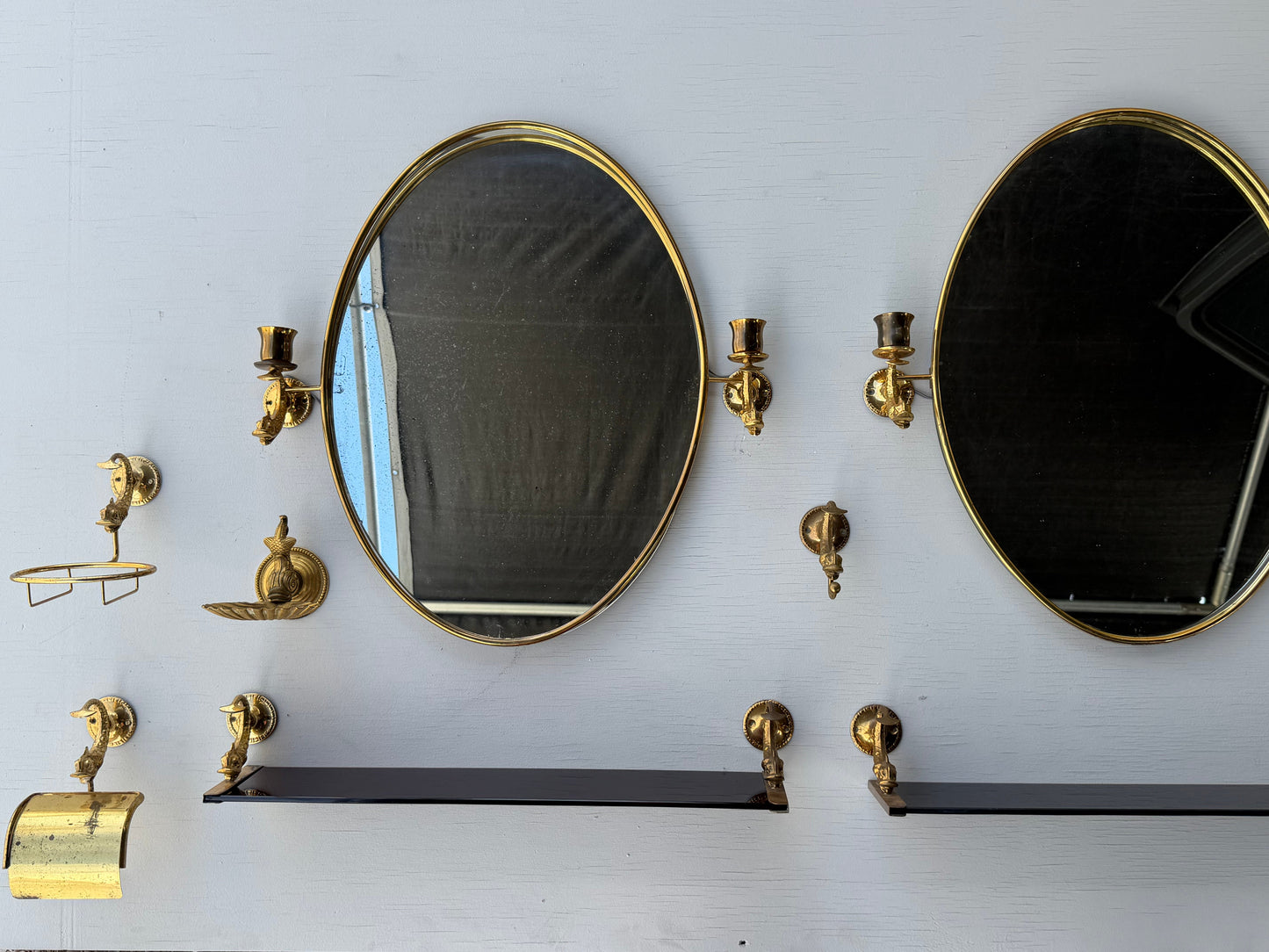 Frisman Vintage A Pair Of French Lighted Mirrors With Dolphin Design Elegant 1960's Whimsical