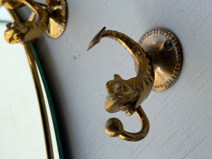 Frisman Vintage A Pair Of French Lighted Mirrors With Dolphin Design Elegant 1960's Whimsical