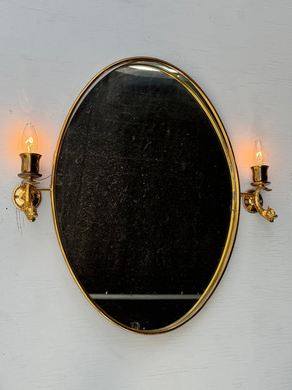 Frisman Vintage A Pair Of French Lighted Mirrors With Dolphin Design Elegant 1960's Whimsical