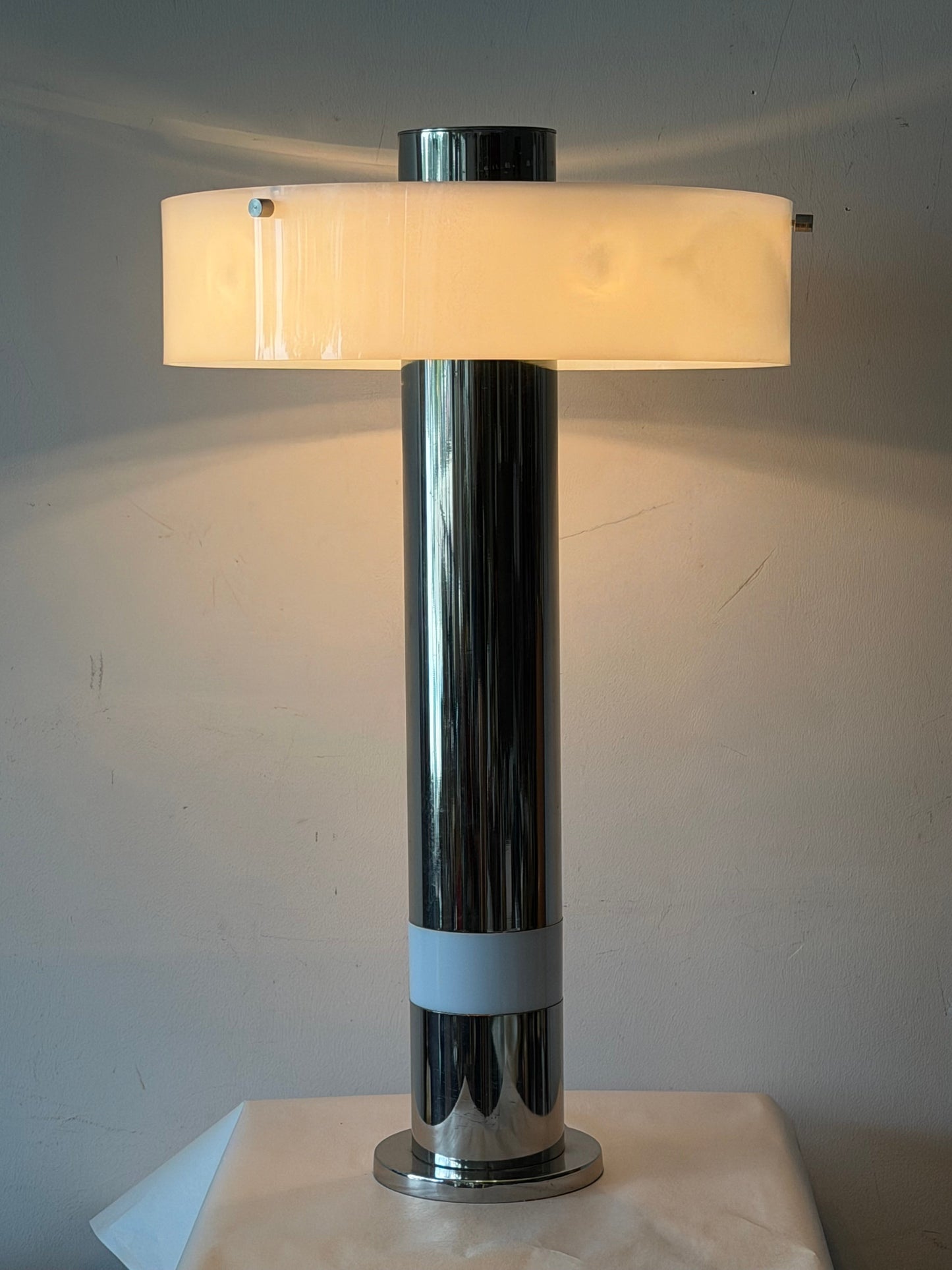 Frisman Vintage Space Age Chrome And Acrylic Table Lamp 1970's