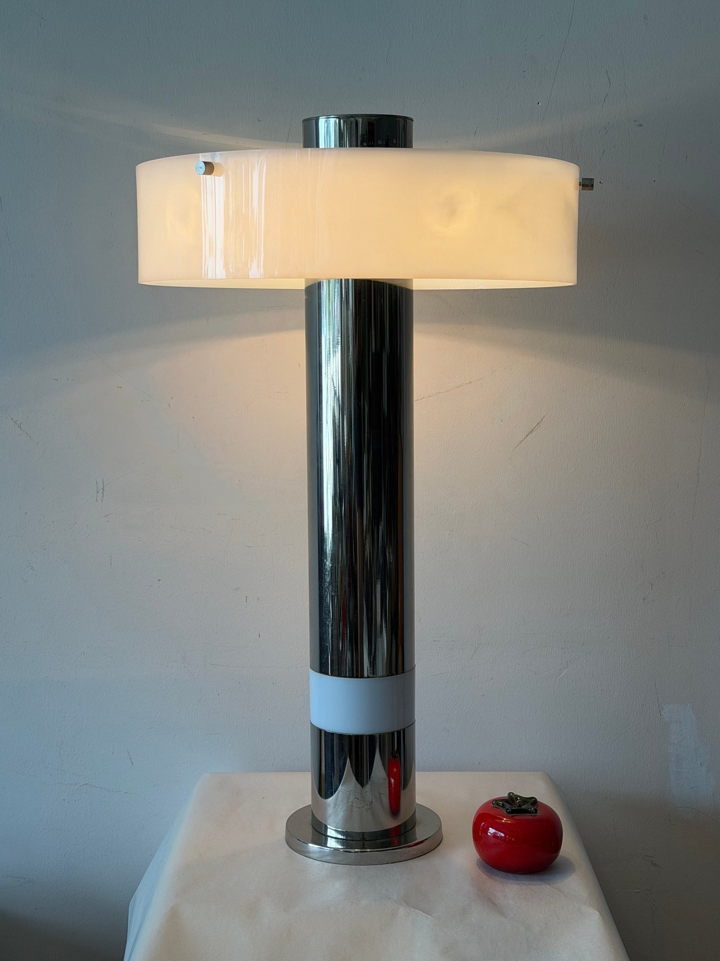 Frisman Vintage Space Age Chrome And Acrylic Table Lamp 1970's