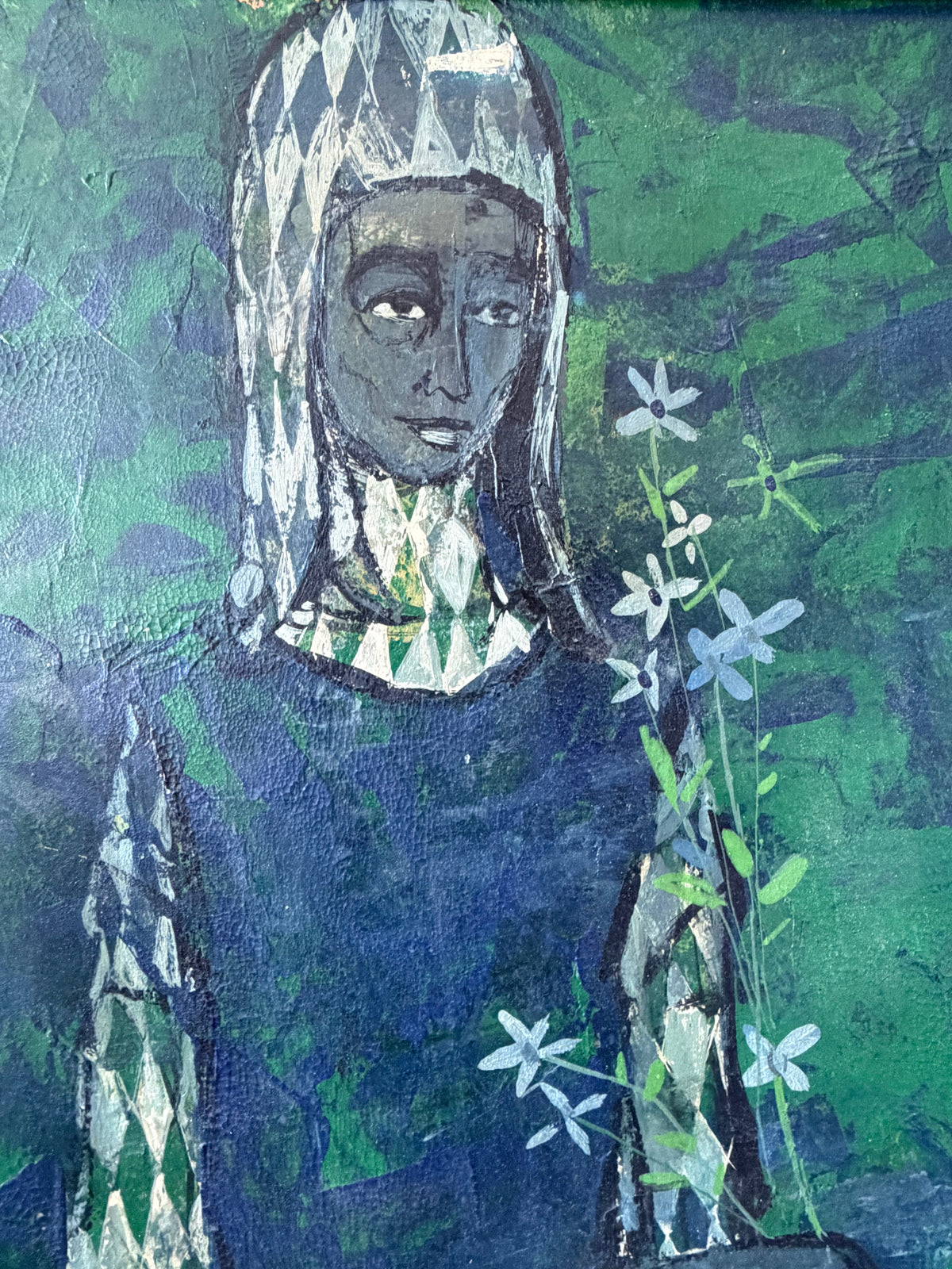 Frisman Vintage Mid Century Harlequin Painting On Board ca' 1960's